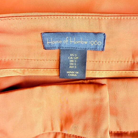 House of Harlow Brown Satin Cargo Midi Skirt Size Small - Picture 12 of 16